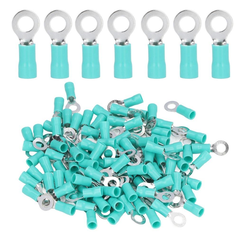 100PCS RV5.5-6 Insulated Wire Terminal Green AWG12-10 Ring Wire Connector Electrical Crimp Terminal Electrical Wiring