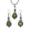 Peridot Gemstone Pendant Jewelry Set Quartz Necklace 18-20''