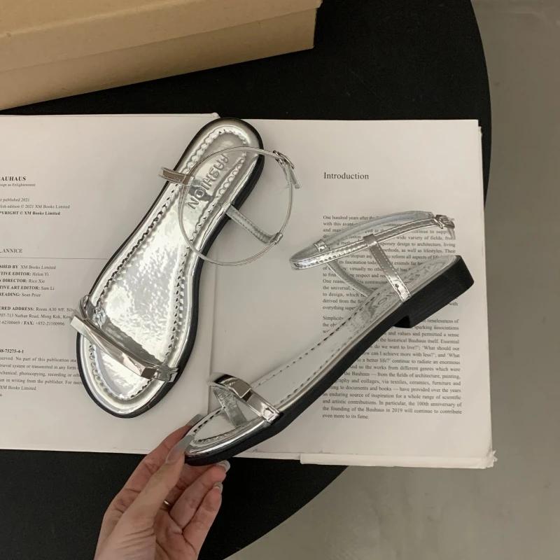 Мода 2025Дизайнерские Летние Женские Балетки-Сандалии с Открытым Носком Модные Уличные Пляжные Платье Гладиаторские Сандалии