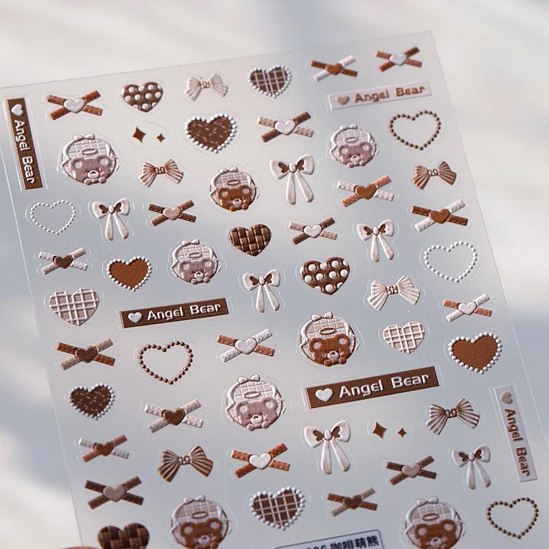 1pcs 5D Shell Light Nail Stickers Fashion Gold Border Love Bowknot Moon Star Art Decal High Quality Manicure Decorations