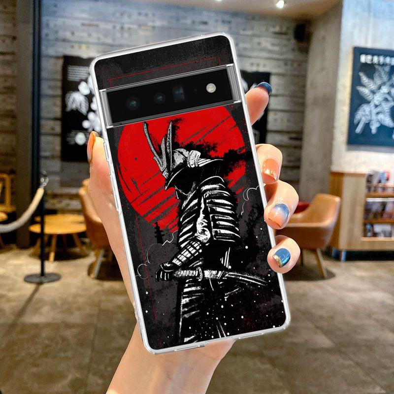 Чехол для телефона Google Pixel 9 8 7 6 9A 8A 7A 6A 5 4 5A 4A 3A Pro XL Мягкий прозрачный ТПУ Прозрачная крышка Японское искусство самураев