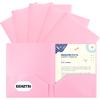 6-Pack Plastic Folders with Pockets,2-Pocket Pastel Folders Holds US Letter Size Paper for School/Office/Home, Pink