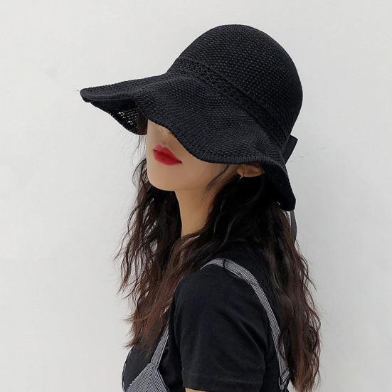 Женская шляпа-козырек от солнца с бантом, широкополая, с открытым верхом, регулируемая, мягкая шляпа, для улицы, защита от УФ-лучей, складная шляпа