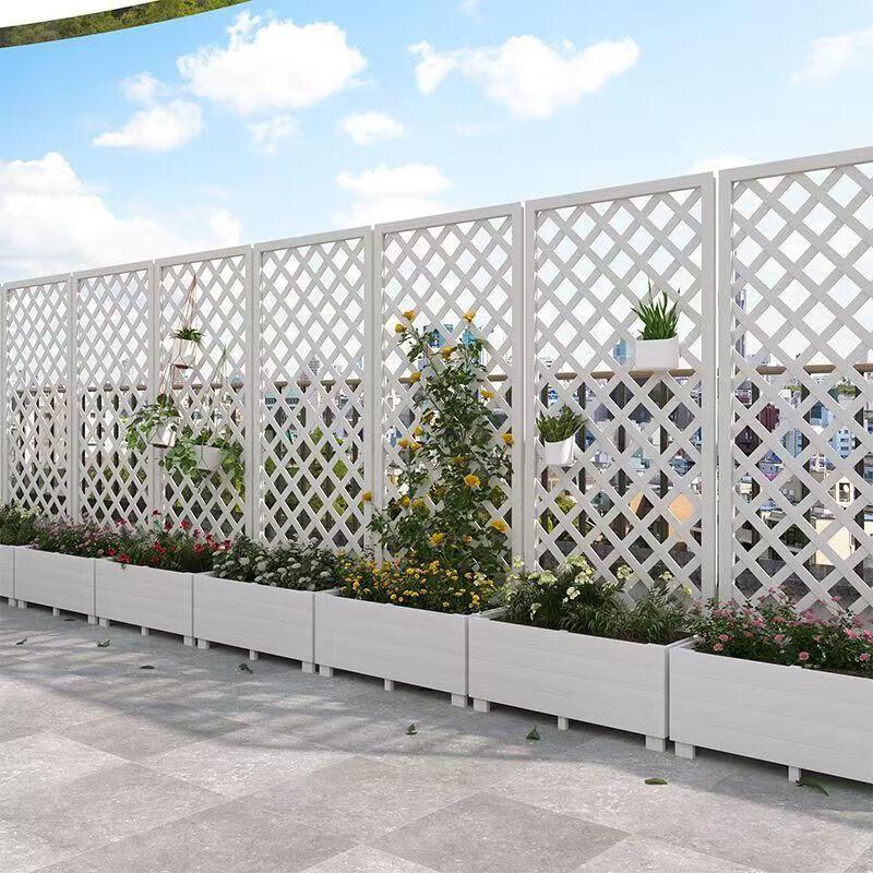 Outdoor White Wood Trellis Planter
