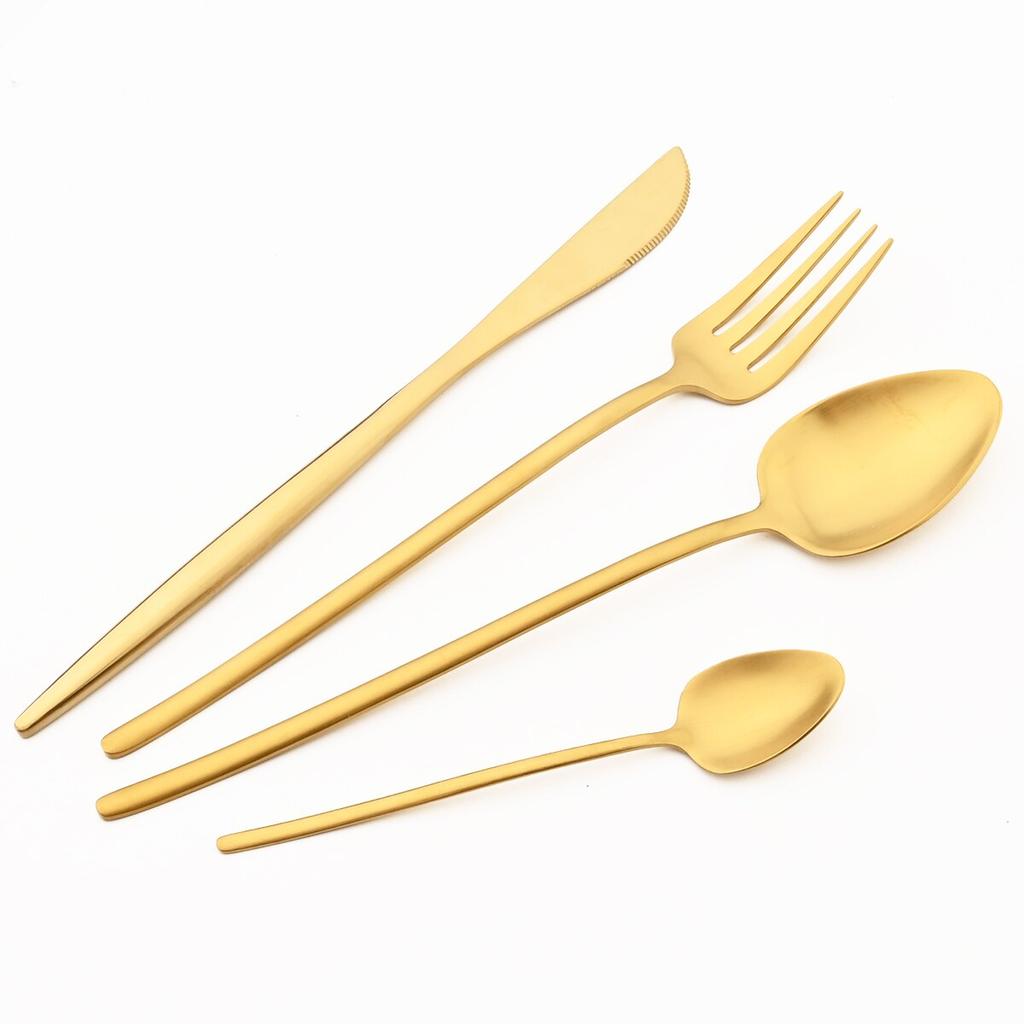 Matte Gold Stainless Steel Dinnerware Cutlery Set Dinner Knife Forks Coffee Spoon Silverware Kitchen Flatware Tableware Sets