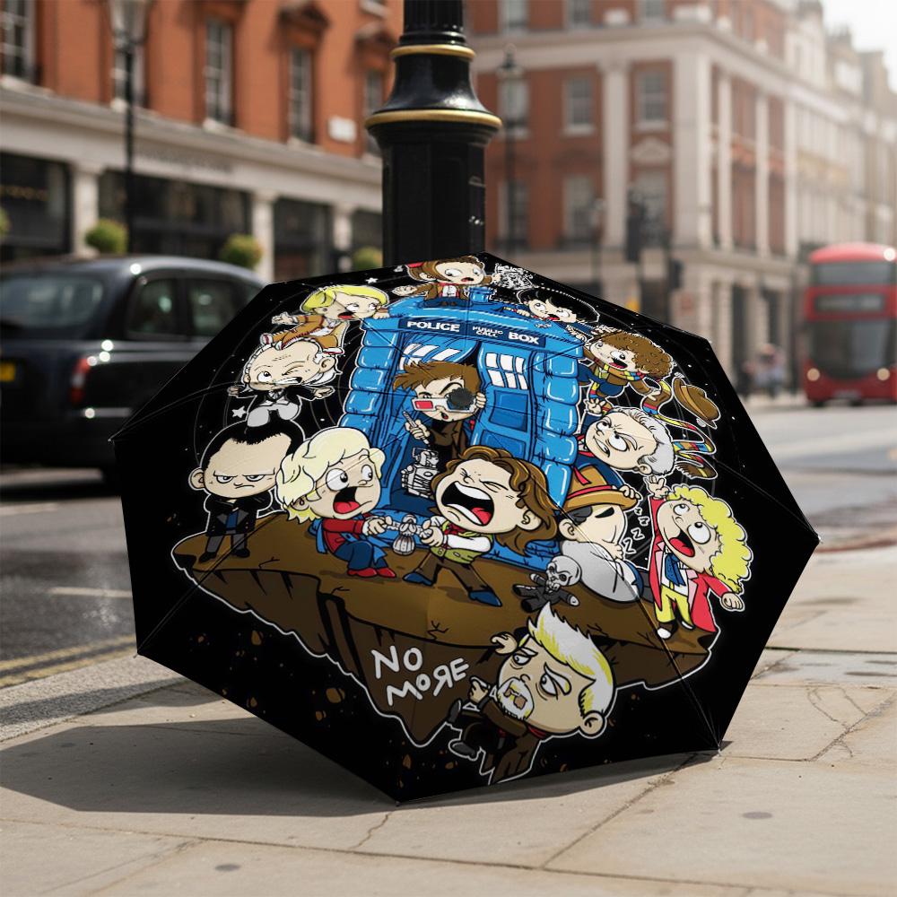 1 шт. Автоматический складной зонт - Узор «Доктор Кто», Портативный и складной дизайн с 8 спицами, Рождественские и Новогодние подарки