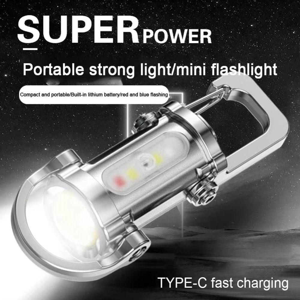 with Red&Blue Light Keychain Flashlights Mini Work Light Durable LED Torch for Searching Hiking