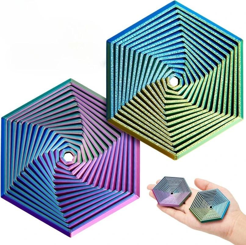 Фрактальный спиннер-гексагон, напечатанный на 3D-принтере, сенсорный инструмент для снятия стресса для взрослых, инструмент для медитации, спираль для снятия тревоги, подарок на день рождения