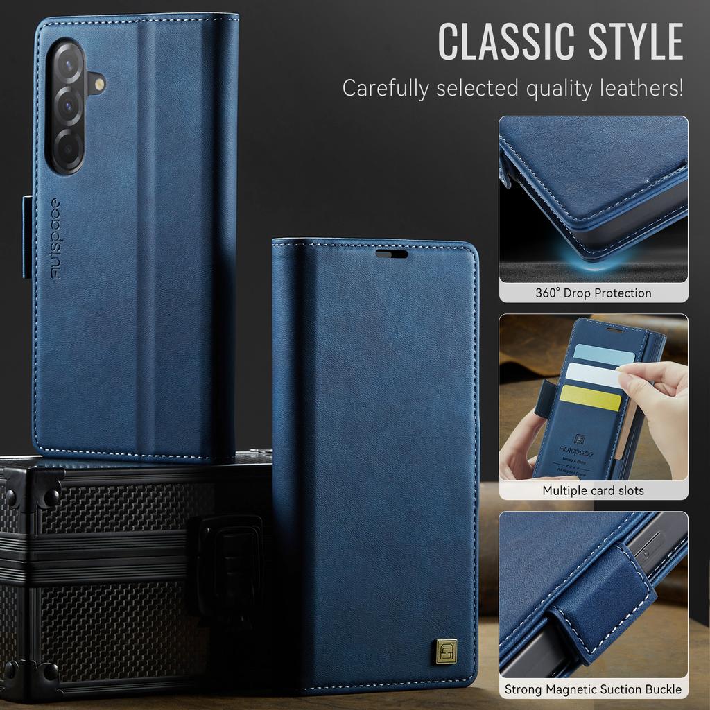 For Samsung Galaxy A36 5G Case AUTSPACE A11 RFID Blocking Retro Leather Cell Phone Wallet Cover