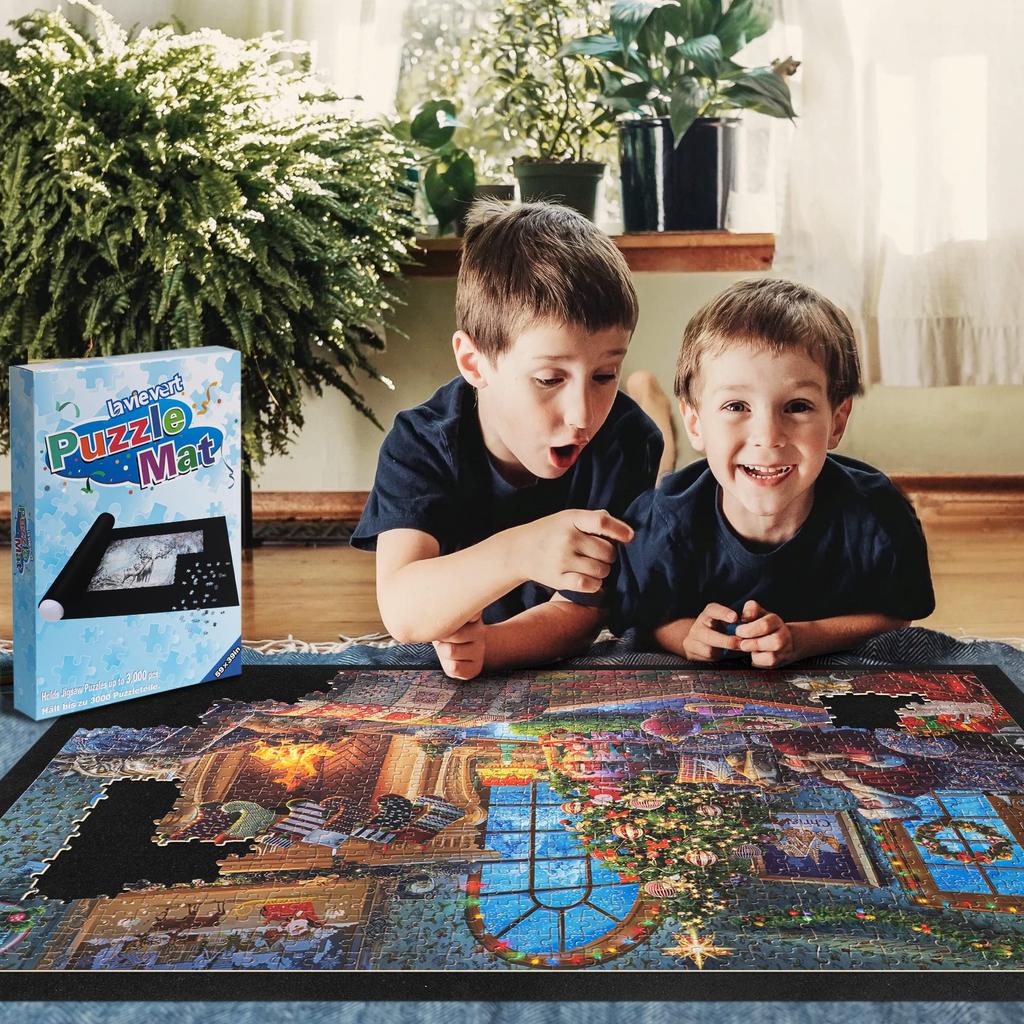 Lavievert Giant Jigsaw Puzzle Mat Roll-Up Portable Puzzle Saver Board, Large Felt Puzzle Mat with Storage Keeper Holder, Drawstring Closure Storage