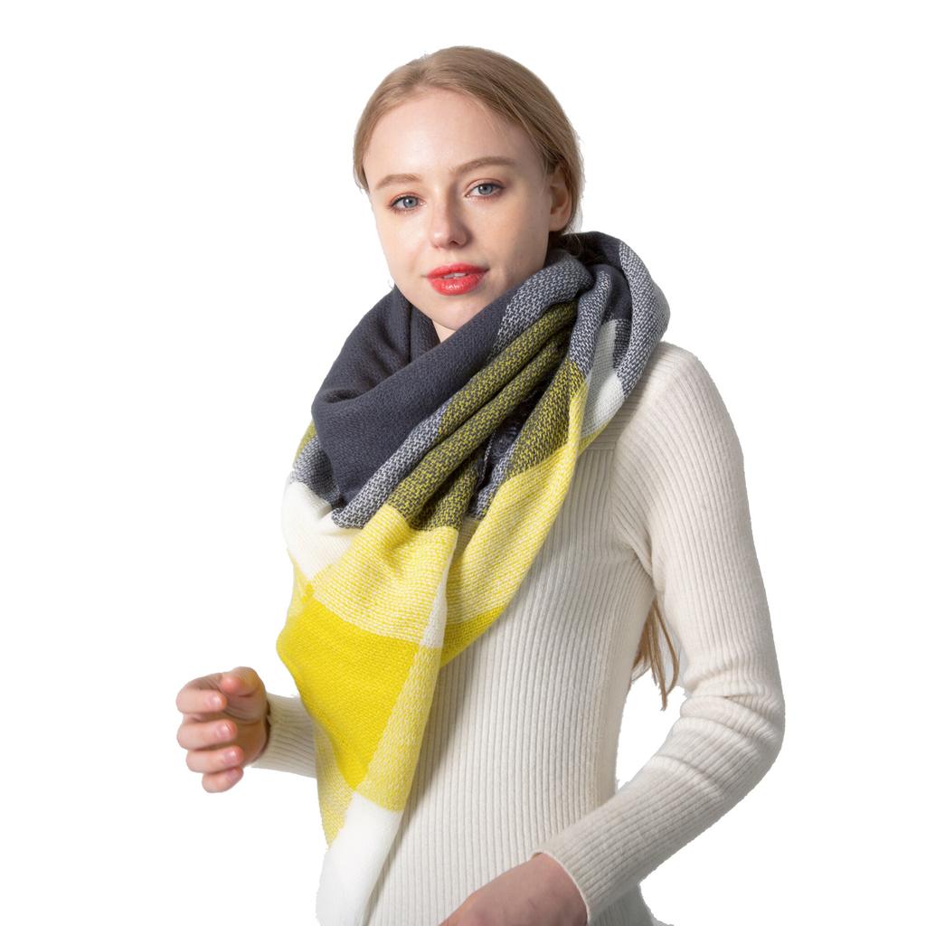 Autumn and Winter Faux Cashmere Black and White Double-sided Large Plaid Square Scarf Scarf Ladies Shawl