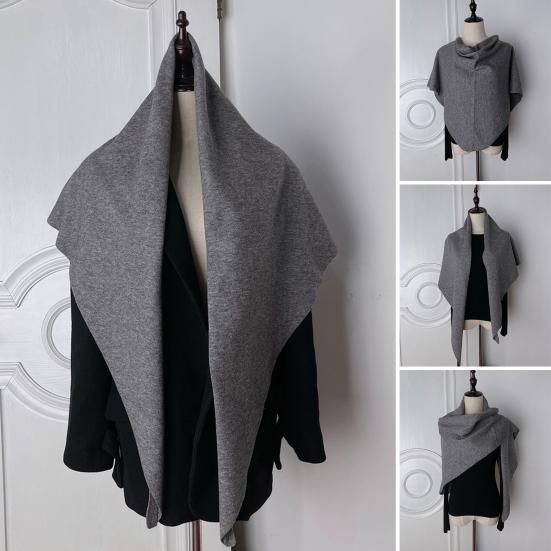 Women Knitted Shawl Wrap Scarf Striped Design Soft Imitation Wool Cashmere Cape Cardigan Shawl Coat Blanket