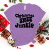 Женские футболки с принтом надписи Christmas Tree Junkie, футболки с коротким рукавом, летняя футболка с круглым вырезом