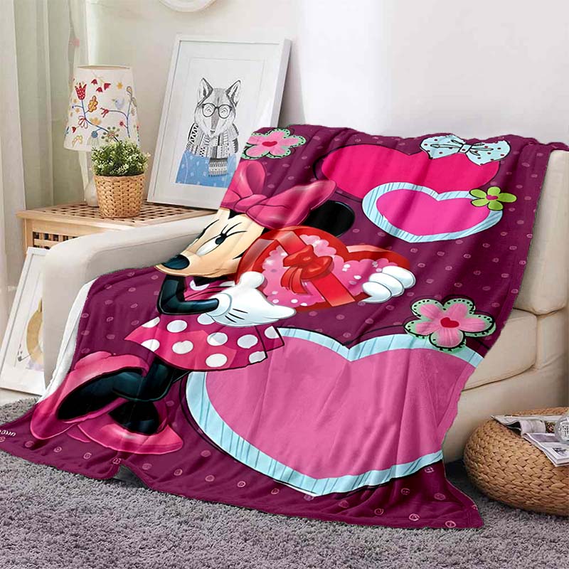 Multi-Sizes Minnie Mouse Cartoon Print Blanket Warm Soft Flannel Material Suitable for All Seasons Adult Children Luxury Gifts
