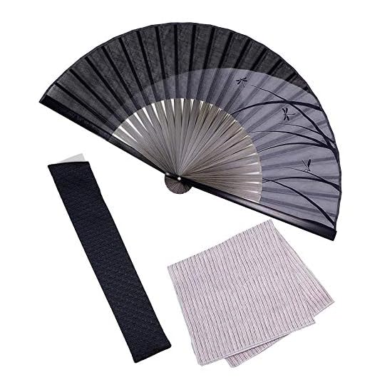 [Osaka Choseido] Folding Fan for Men, Stylish, Business Use, Includes Fan Case and Handkerchief, Kag