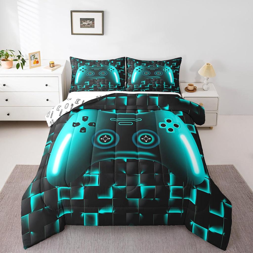 Kawaii Bedding Set Twin,2 Piece Star Moon Galaxy Comforter Set for Boys,Aesthetic Bed Set Star Space Down Comforter,Soft Reversible Starry S