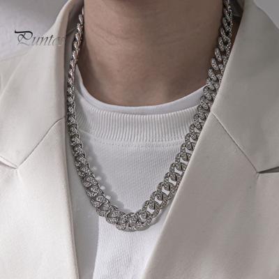 Мужской браслет с толстой цепочкой в стиле хип-хоп, полированный цинковый сплав, стразы, декор, ажурная цепочка, браслет на запястье для вечеринки в клубе