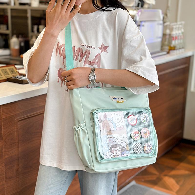 Large Capacity Handheld Book Bag Versatile High Value Shoulder Bag Cute Girl Soft Girl Messenger Bag Tutoring Bag