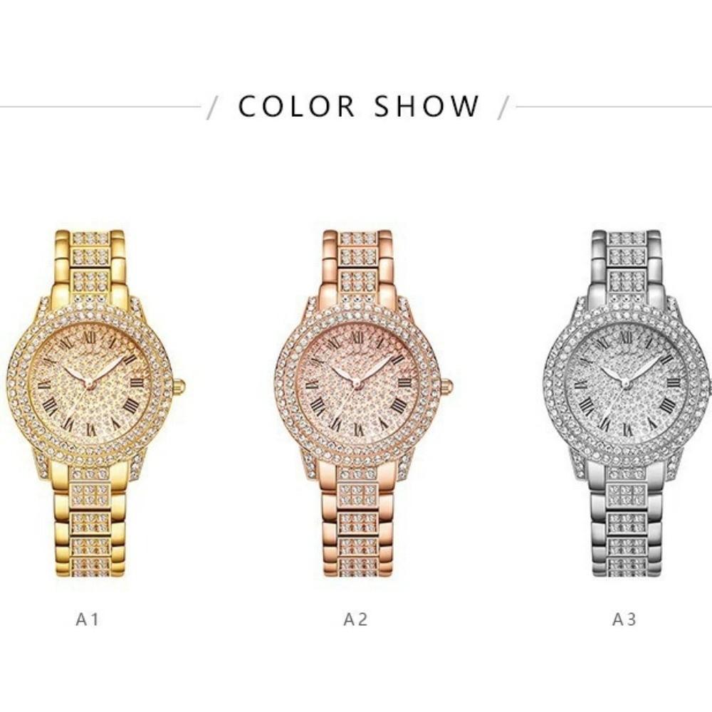 Rhinestone Dial Bling Bracelet Watch Full Diamond Quartz Wristwatch Fashion Wrist Watch Women