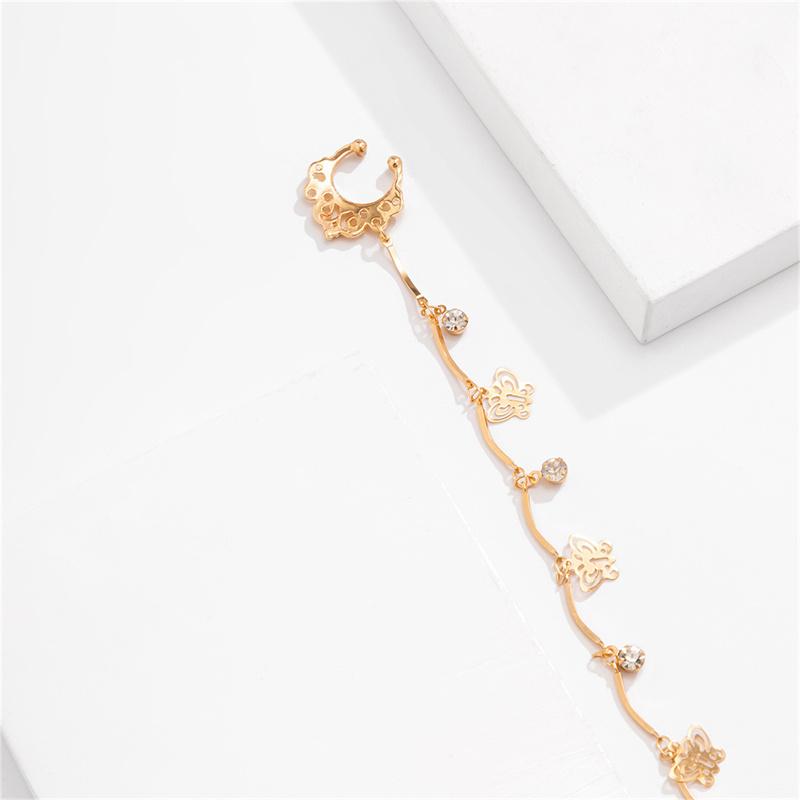 Богемные панк-сексуальные женские серьги-цепочки с кисточками, поддельные пирсинг, зажим для носа