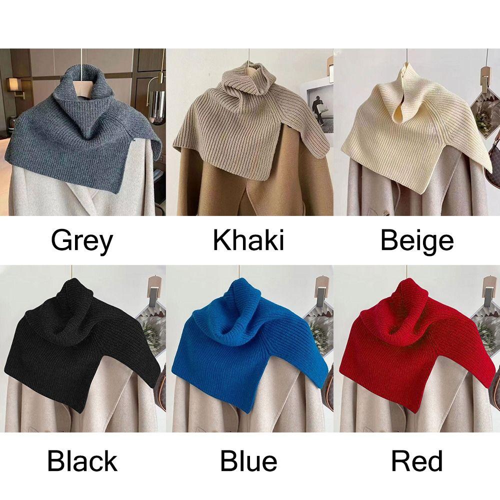 Winter Supplies Neck Wrap Shawl Solid Color High Collar Cross Scarf Gift Knitted Scarf
