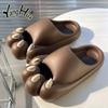 Cat Claw Design Toe Cap Flat Bottom Non-slip Women's Slippers 2024 Fashion Summer Cartoon Couple Sandals Bathroom Indoor Home