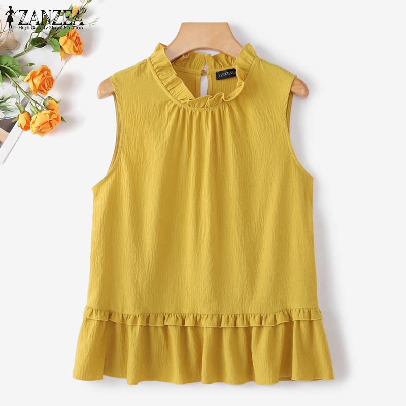 ZANZEA Женские летние повседневные майки без рукавов с круглым вырезом