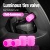 4pcs Luminous Valve Caps Fluorescent Night Glowing Car Motorcycle Bicycle Bike Wheel Tyre Hub Luminous Valve Stem Caps Decors