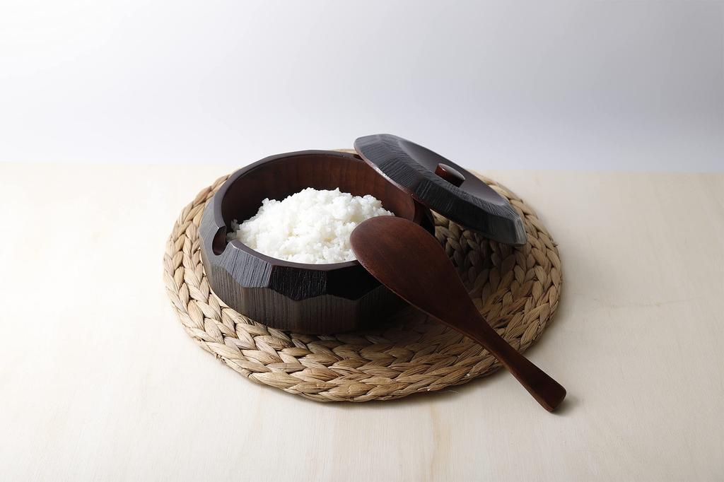 Osaka Choseido Wooden Rice Container with Rice Serves Approximately 2 Go Spoon, 3-4 People, (1.5 Cups)