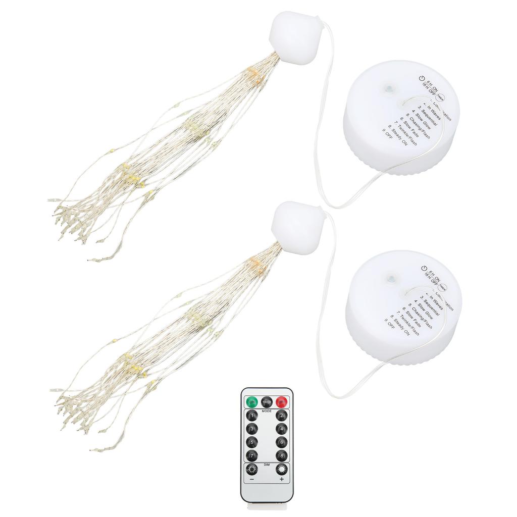 2Pcs LED Decorative Lights 8 Modes DIY Hanging Solar Decorative Lights with Remote Control for Outdoor Courtyard