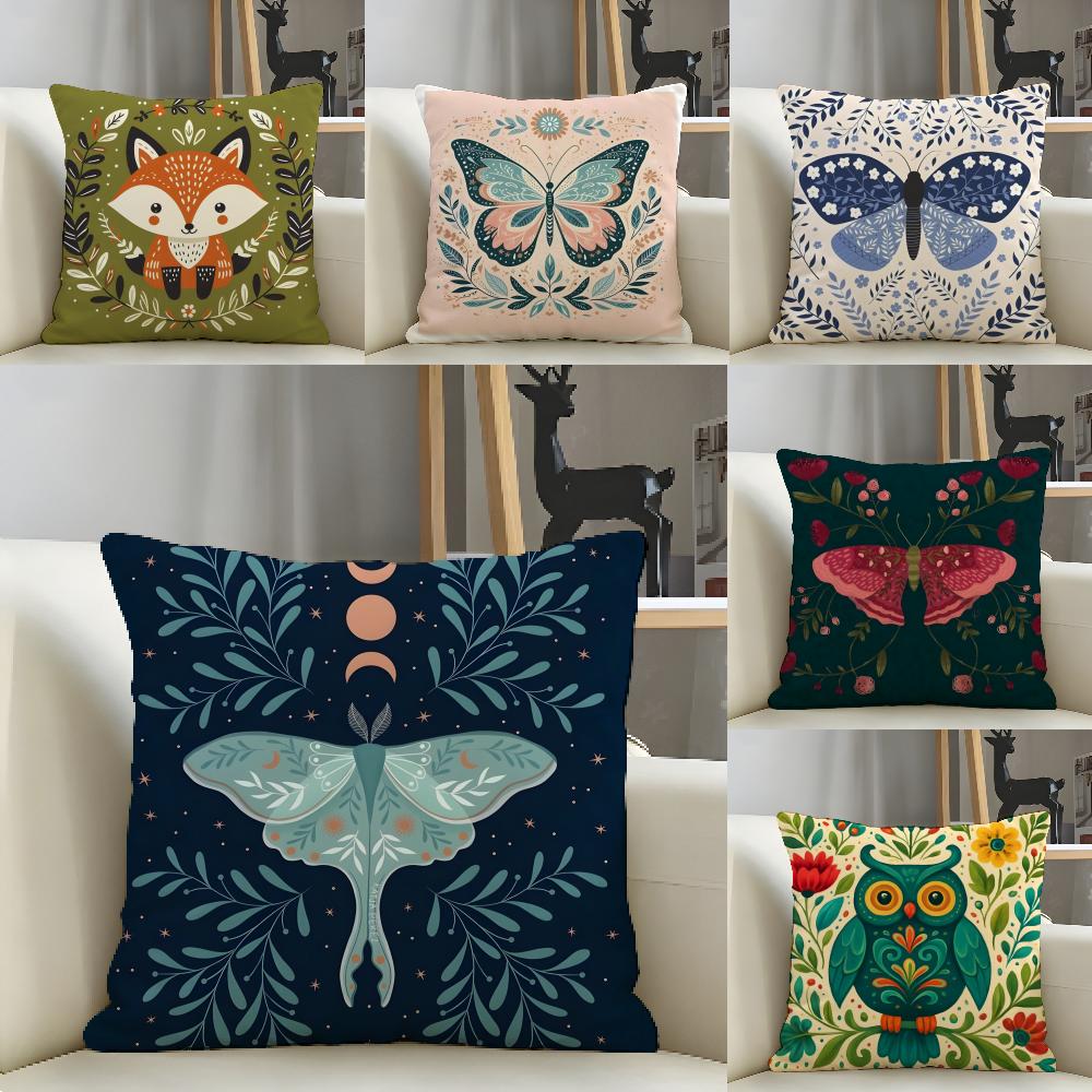 Colorful Plant And Insect Home Pillow Case Linen Pillows Case Cushions Case Sofa Pillows Case Decor Home