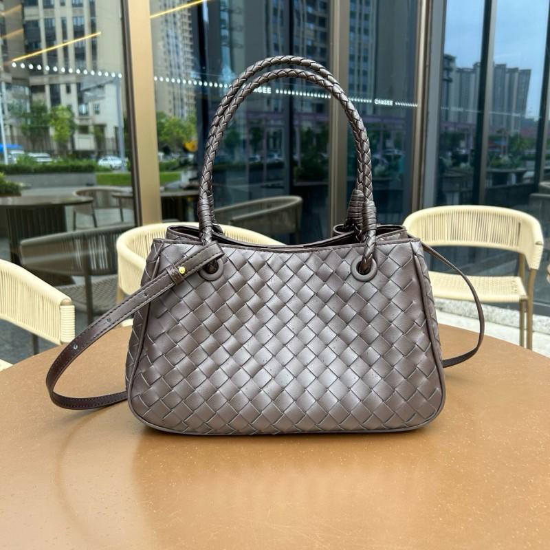 Genuine Leather Woven Shoulder Bag Women Spacious Crossbody With Magnet Medium Size Soft Structured Design