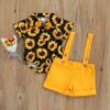 Летний комбинезон с принтом подсолнухов для маленьких мальчиков и шорты на подтяжках, комплект из 2 предметов, одежда для детей 0–24 месяцев