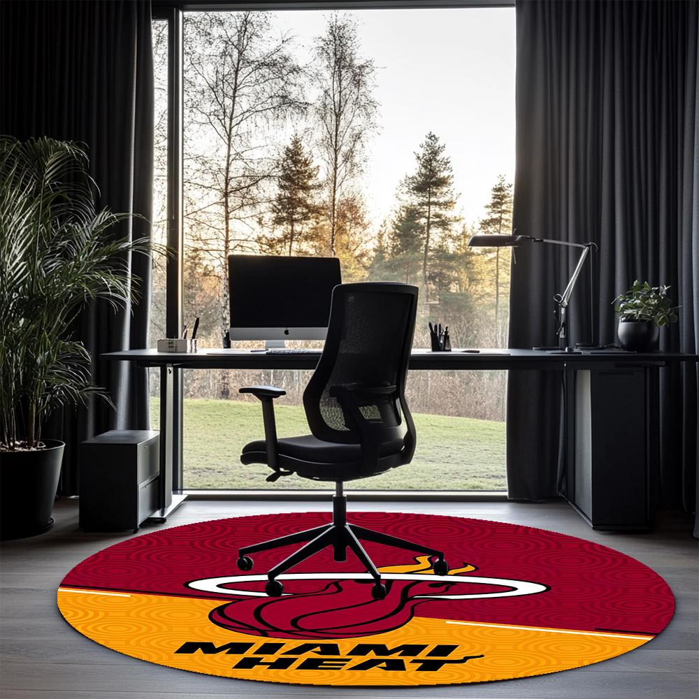 Miami Heat Printed Round Rug Carpet Chair Rug Area Rug Entryway Doormats,for Office Chair Living Room Bedroom Kitchen Room.