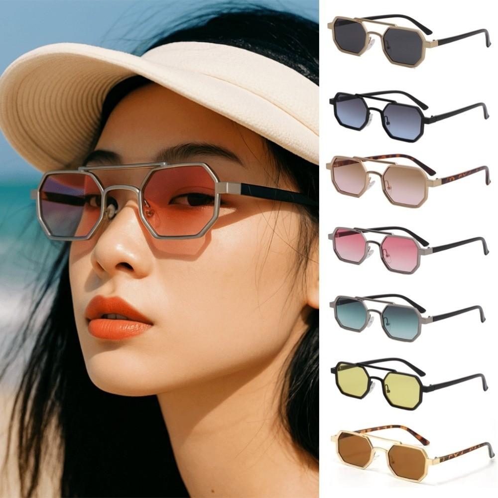 Punk Polygon Sunglasses Large Frame Multicolor Eyewear Fashion Double Beam Sun Glasses  Outdoor