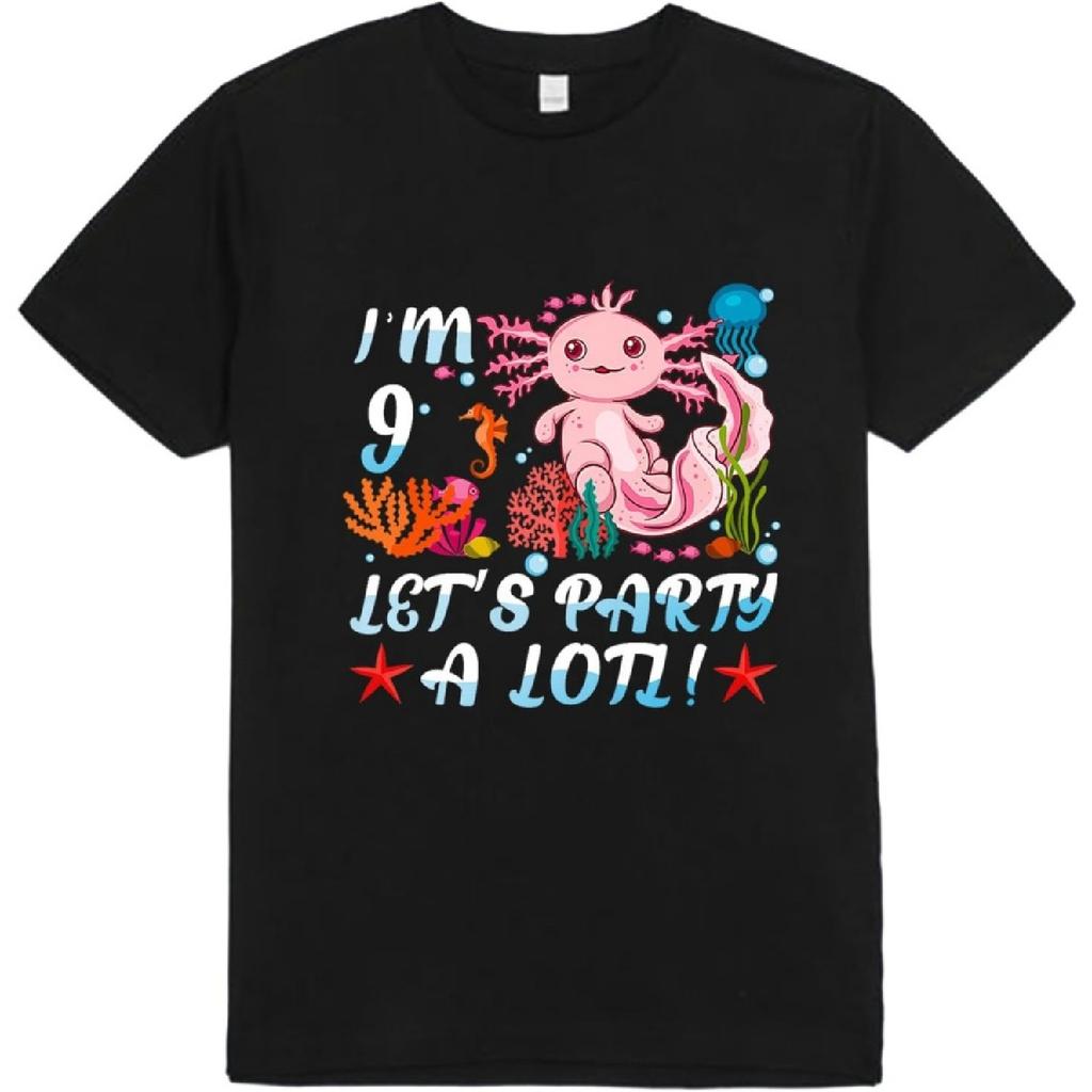 MD203 Мне 9 Let's Party Милый Аксолотль Аниме Подарок Девочки Подросток Футболка Свитшот Худи для Мальчика Девочки Детей