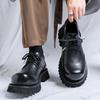 Туфли дерби мужские черные на толстой подошве загнутые вверх кожаные туфли для поездок на работу пара туфли с большим носком женские повседневные туфли, увеличивающие рост 66689-Z