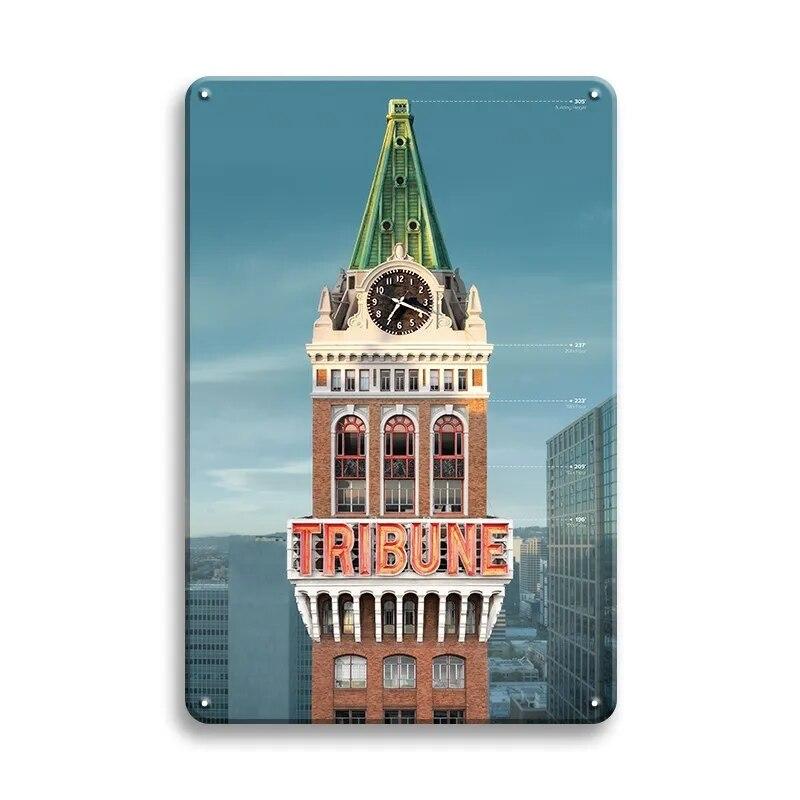 Beautiful City Landmarks Retro Posters Paris Dubai Building View Metal Tin Sign Living Room Bedroom Home Decorative Art Painting