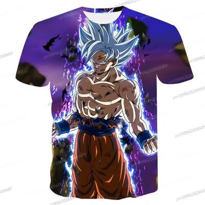 Футболка Dragon Ball детская одежда для девочек мужчин с коротким рукавом Мультяшный персонаж Сон Гоку Супер Сайян Летний топ Женские пуловеры