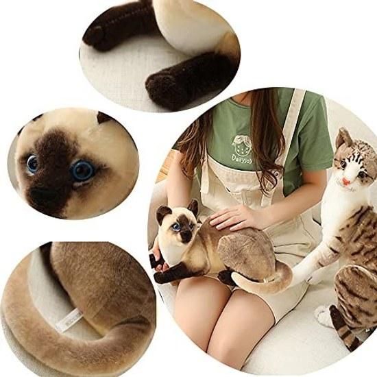 GUDVES Siamese cat plush toy short-haired realistic gift children 30.5cm (B)