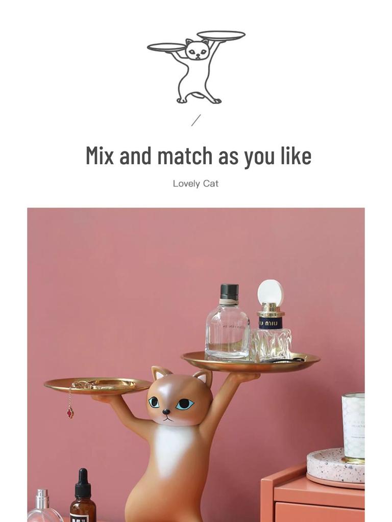 Креативный поднос для песочной скульптуры кота: Мультяшный органайзер для ключей и украшение для гостиной или прихожей, идеальный подарок на новоселье