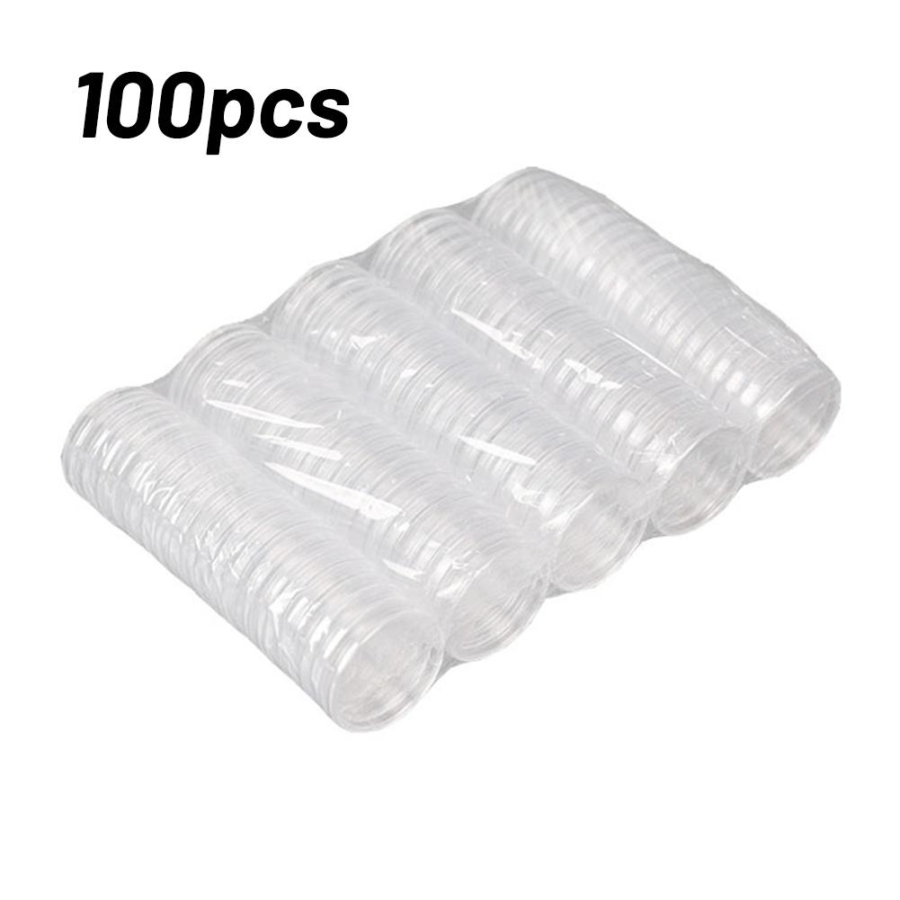Pack Coin Storage Holder Decoration Elements Holder Plastic Round Set 100Pcs 39MM Capsule Case Brand New Parts