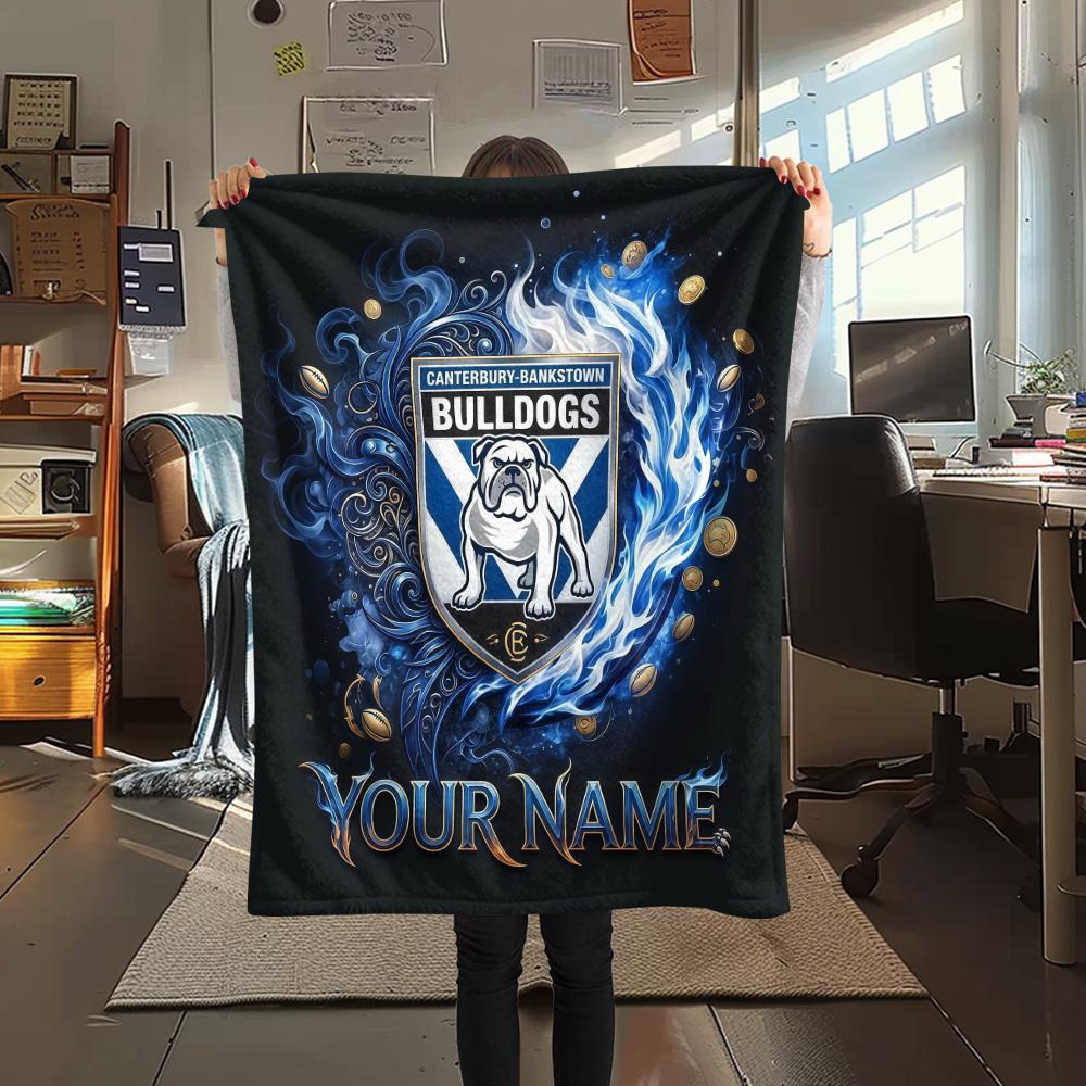 Custom Name Footscray Bulldogs Flannel Blanket, High quality Comfortable for All Seasons, Home Decor, Warmth and Comfort