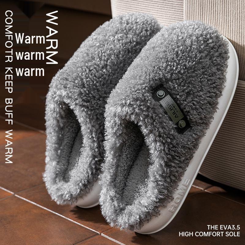 Women's Fleece-Lined Thick-Soled Cotton Slippers - Non-Slip, Warm, Soft-Soled for Autumn/Winter 2025