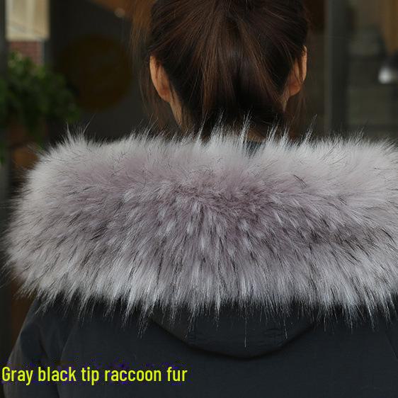 Женский воротник из искусственного меха лисы и енота черного и белого цвета для пуховой шапки - Единичная покупка