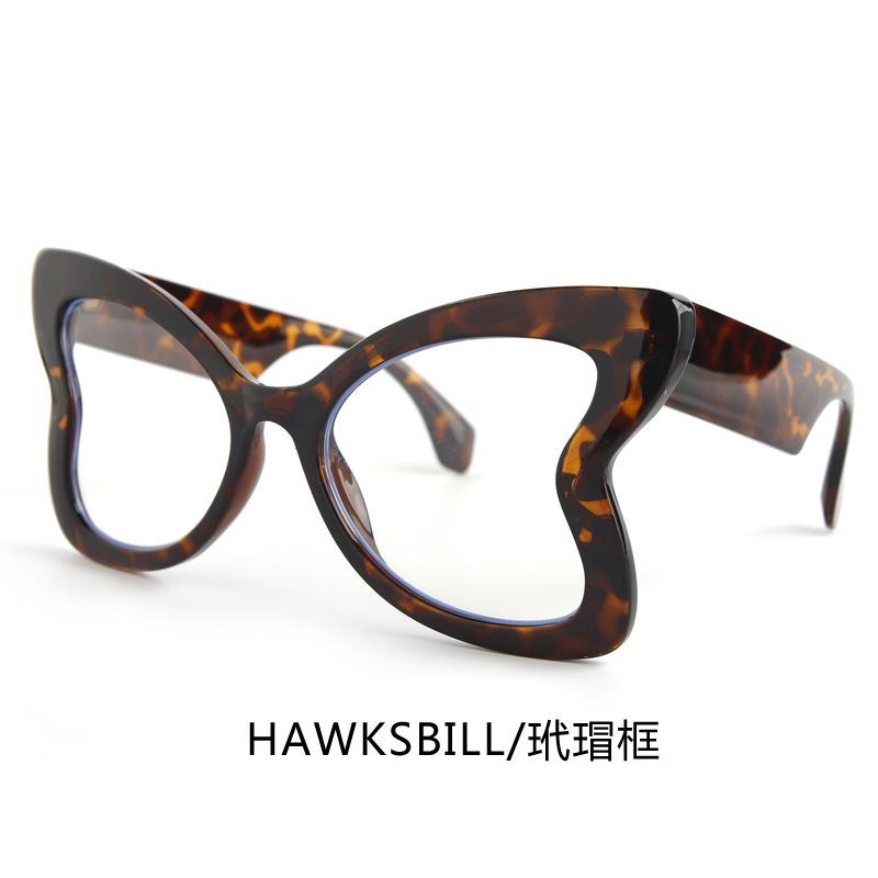 New butterfly shape decorative glasses women's personalized fashion high sense trend anti-blue flat mirror men