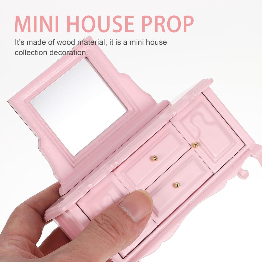 Кукольный домик STOBOK Миниатюрная мебель Мини-туалетный столик с зеркалом Игрушка Игра понарошку Изысканный дизайн Коллекция мебели Дисплей Миниатюрная модель