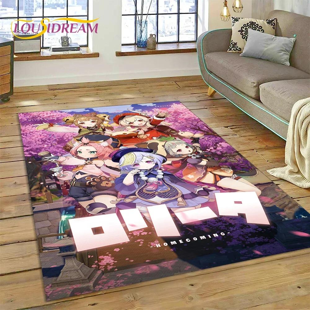 Latest Genshin Impact Cartoon Game Carpet Rug for Bedroom Living Room Home Sofa Decoration,Children Game Large Decor Floor Mat