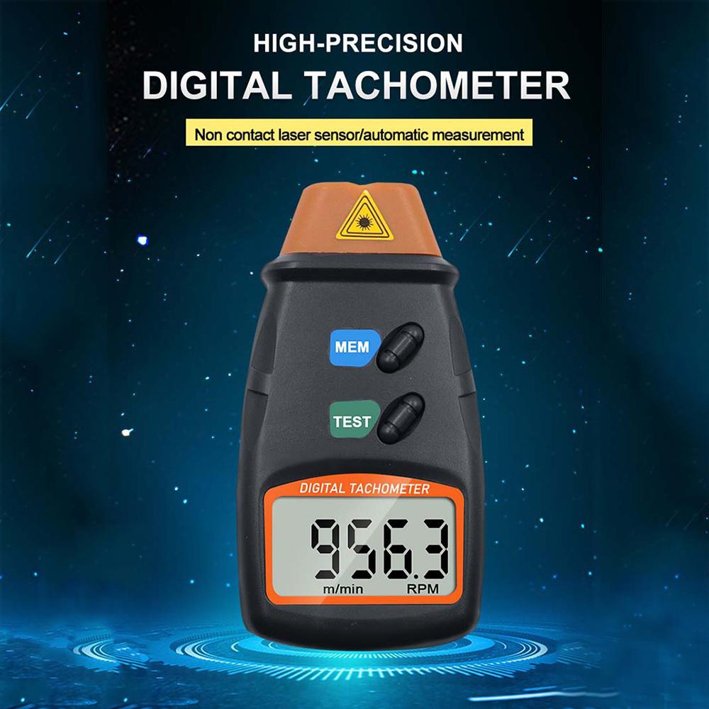 Handheld Digital Tachometer 2.5 99999RPM Non contact Laser Rotation Speed Meter with Cloth Bag for Motors Fans Washing