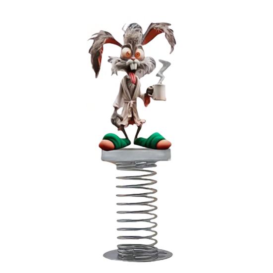 Качающееся украшение в виде животного, 2D акриловое украшение в виде обезьяны на пружине, мультяшный кролик, украшение на приборную панель автомобиля для декора дома, офиса, стола